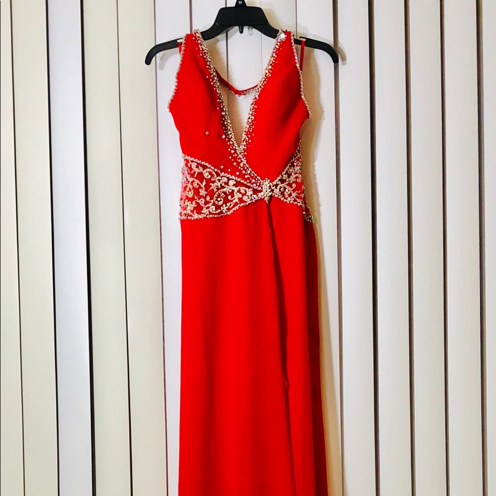 Prom Ready Vintage Full Length Red Evening Gown - The Crown Collection